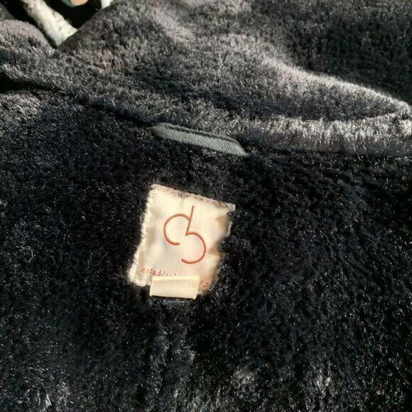 Dress Barn Black faux Shearling coat drape front 🖤 WARM size medium beautiful! - Picture 5 of 13